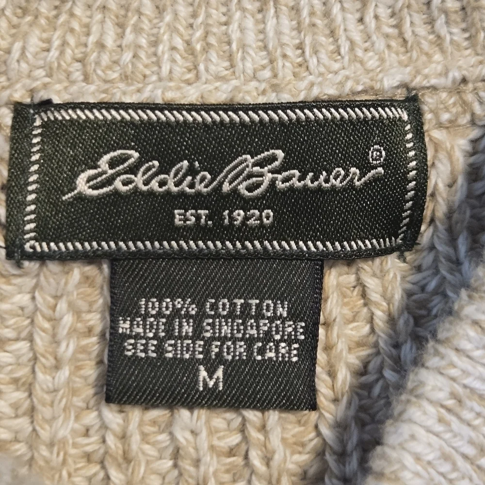 Eddie Bauer Mens Vintage Chunky Ribbed Knit Grandpa Sweater Medium